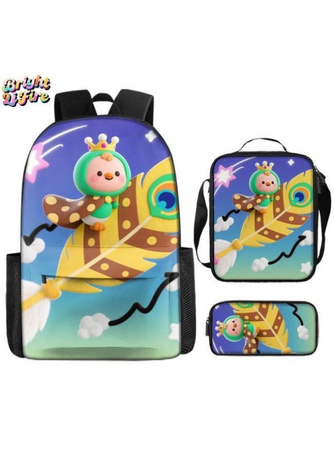 Bright Li Fire Fun cartoon print three-piece set is launched! Outing/Sports/Learning Universal | Cute Design + Super Practical Combination - Image 1