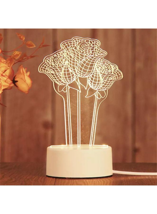 Fatio 3 Roses 3D LED Acrylic Night Light | Floral Design USB & Battery Powered Table Lamp | 20 x 20 x 11 cm - Image 1