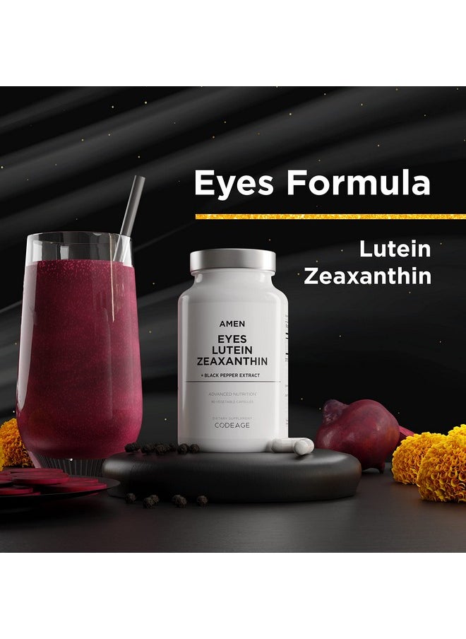 Amen - Eyes Lutein Zeaxanthin Supplement Marigold Red Beet Root Black Pepper Eye Care Vision Support Vitamins Formula 3Month Supply Nongmo Vegan 90 Capsules - Image 1