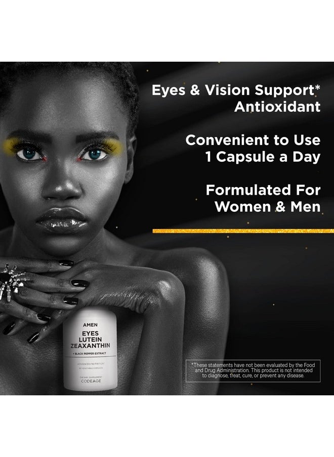 Amen - Eyes Lutein Zeaxanthin Supplement Marigold Red Beet Root Black Pepper Eye Care Vision Support Vitamins Formula 3Month Supply Nongmo Vegan 90 Capsules - Image 1