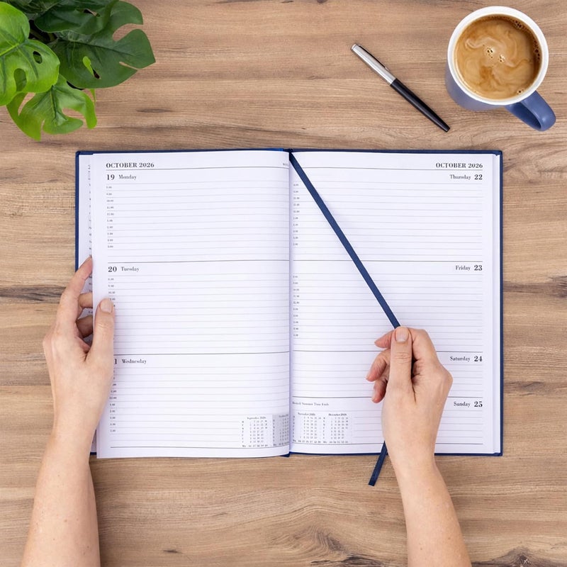 evelay 2025 2026 Academic Diary A4 Week To View Mid Year Hardback Planner Organiser for School Student Teacher (Navy) - Image 2