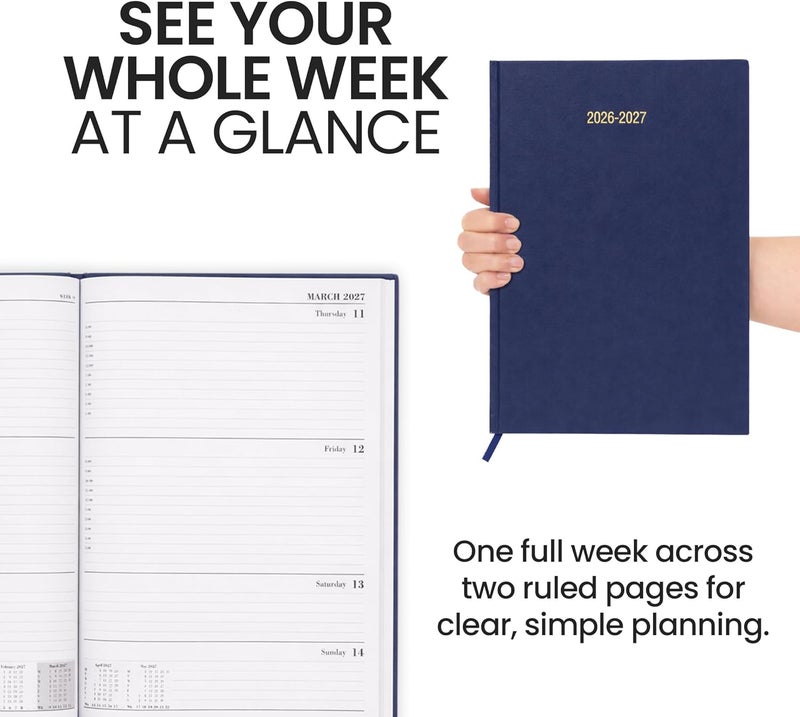 evelay 2025 2026 Academic Diary A4 Week To View Mid Year Hardback Planner Organiser for School Student Teacher (Navy) - Image 5