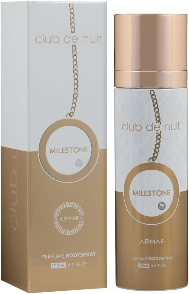 Armaf Club De Nuit Milestone Gold Perfume Body Spray for Men 125ml, Long Lasting Deodorant for Unisex, Woody Floral Musk with Sea Notes & Sandalwood