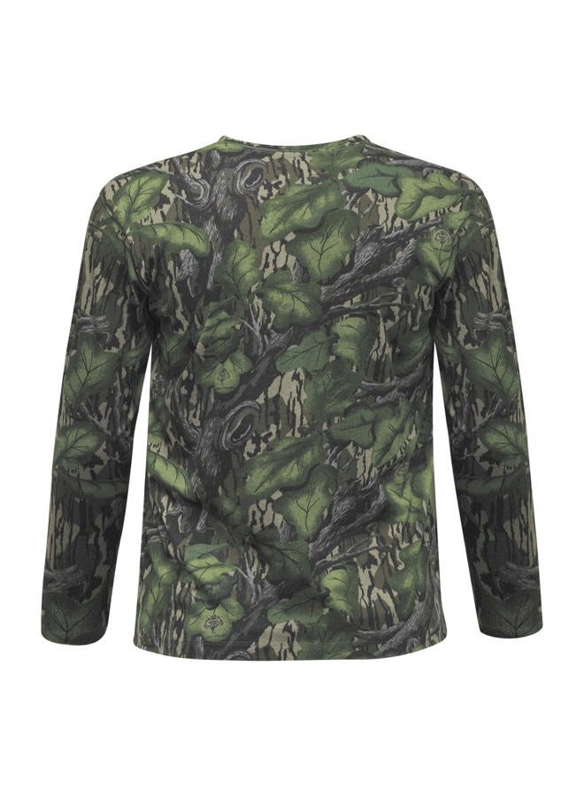 Mossy Oak Men's Camo Long Sleeve Hunting Shirt, Cotton Blend Camouflage Lightweight Shirt for Turkey Hunting, Fishing, Hiking, Full Foliage, S - Image 2