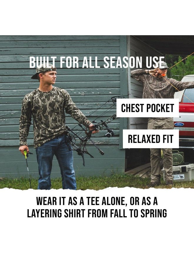 Mossy Oak Men's Camo Long Sleeve Hunting Shirt, Cotton Blend Camouflage Lightweight Shirt for Turkey Hunting, Fishing, Hiking, Full Foliage, S - Image 4