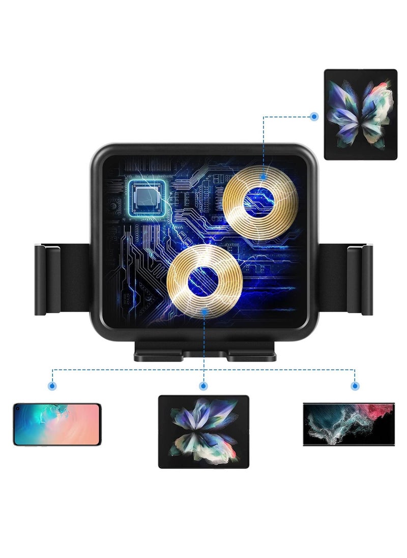 Y&D - 20W Qi Wireless Car Charger Mount Holder Compatible for Samsung Galaxy Z Fold4 Fold3 Fold2 Fold S22 Ultra, Two Coil Support Portrait Unfold Auto Clamping Charging with Cooling Fan - Image 1