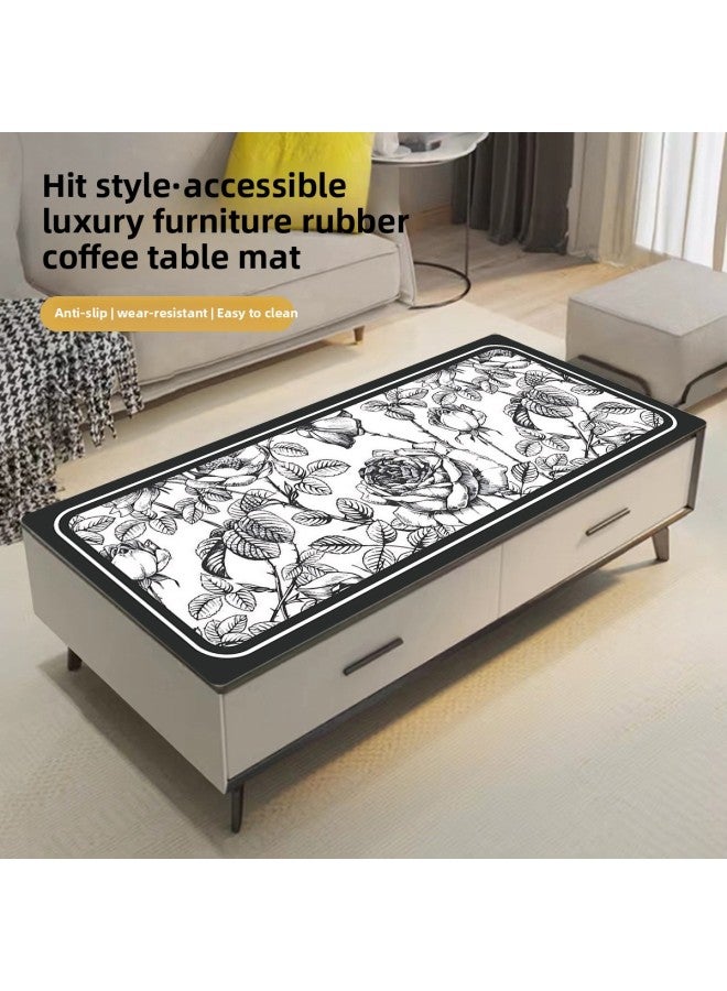 Technology Velvet Living Room Coffee Table Mat Dining Table Mat Erasable Washable Window Mat Advanced Sense Living Room Tablecloth Cover Cloth-Color:120x50cm (leather)-Pattern:HC140 - Image 4