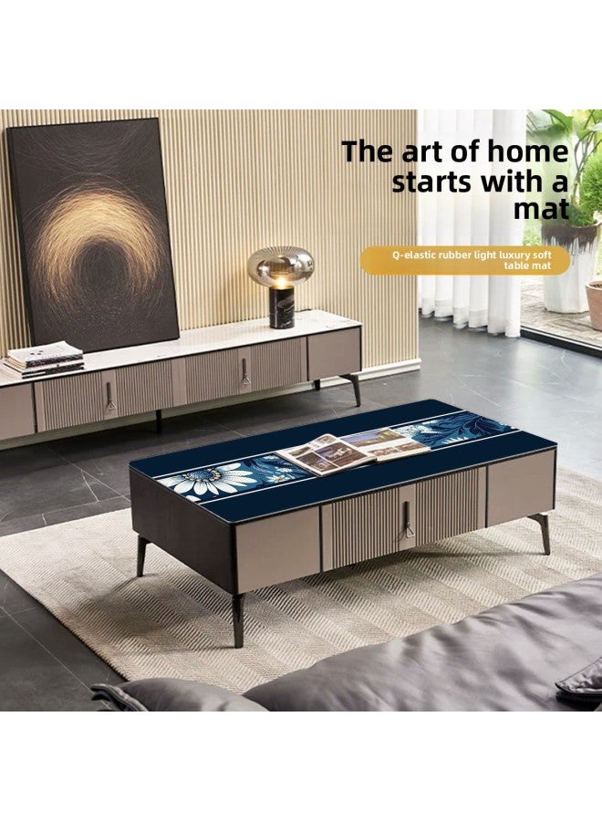 Technology Velvet Living Room Coffee Table Mat Dining Table Mat Erasable Washable Window Mat Advanced Sense Living Room Tablecloth Cover Cloth-Color:120x50cm (leather)-Pattern:HC140 - Image 2