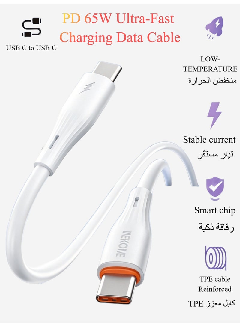 WEKOME 65W Max PD Fast Charging Type‑C to Type‑C Cable, Reinforced PVC Cord with Smart Chip, 480Mbps High Speed Data Transfer - Image 1