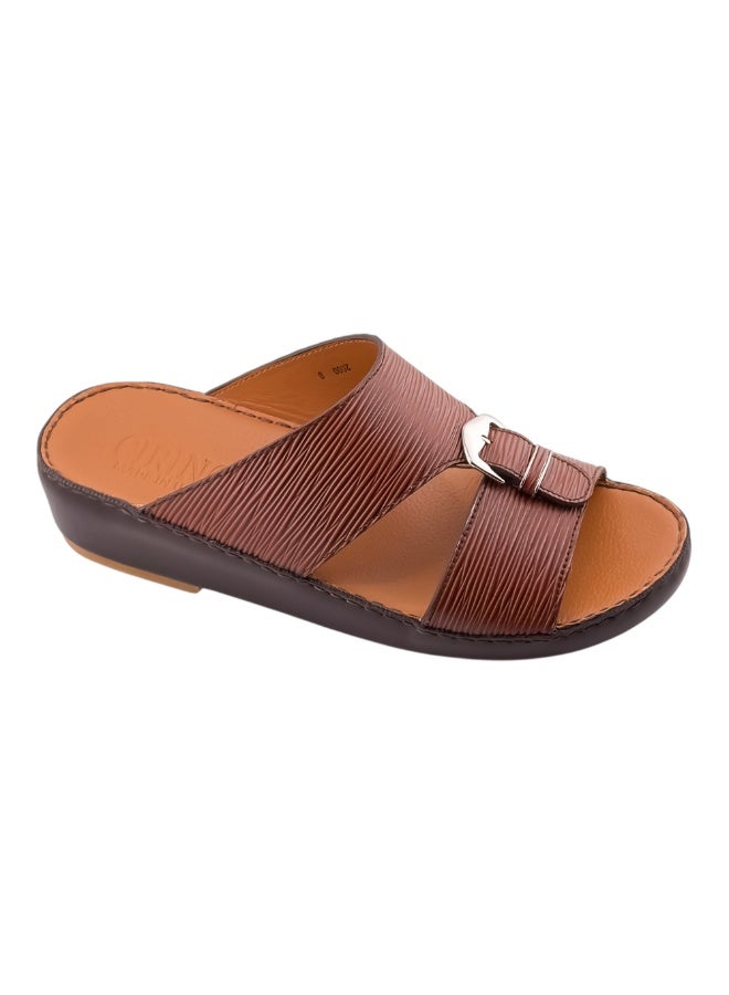 Ette A E T Handmade Arabic Sandals For Men | Outdoor Mens Slippers | Everyday Flip Flops Open Toe | Arabic Full Genuine Softy Leather With Buckle | New Design | Tan Footbed | Comfortable & LightWeight - Image 1