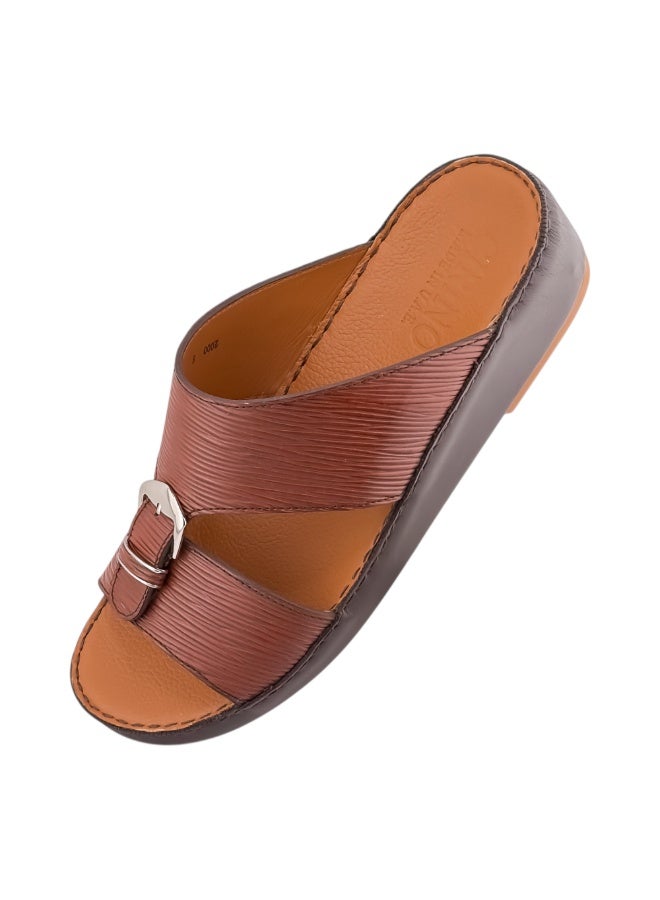 Ette A E T Handmade Arabic Sandals For Men | Outdoor Mens Slippers | Everyday Flip Flops Open Toe | Arabic Full Genuine Softy Leather With Buckle | New Design | Tan Footbed | Comfortable & LightWeight - Image 3