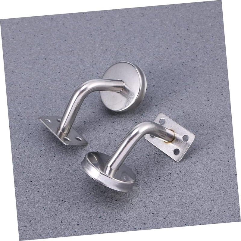 أقواس درابزين من الفولاذ المقاوم للصدأ 3 قطع، مثبتة على الحائط، دعم سور الدرجة، تشطيب فضي - Image 4