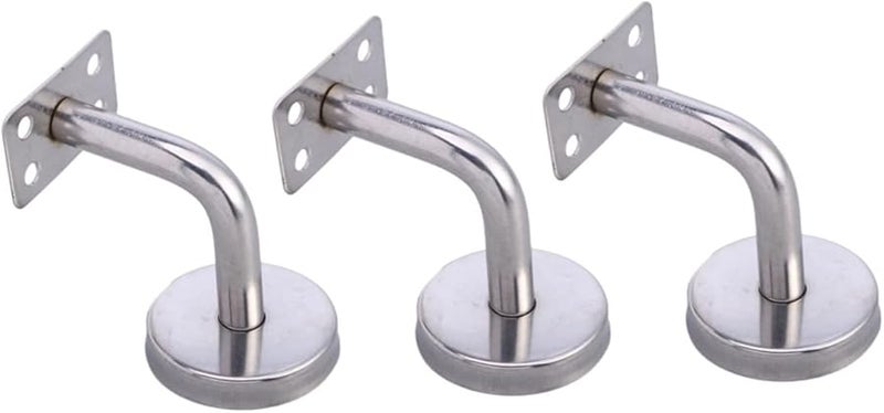 أقواس درابزين من الفولاذ المقاوم للصدأ 3 قطع، مثبتة على الحائط، دعم سور الدرجة، تشطيب فضي - Image 2