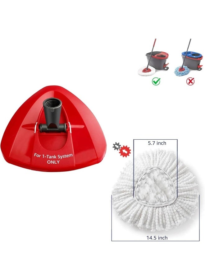 Zalcoon 4 Spin Mop Heads Replacement, Handle, Base & upgraded Scrub Brush Compatible with Vileda EasyWiring Head Replacement for Floor Cleaning, Triangle Shape - Image 4