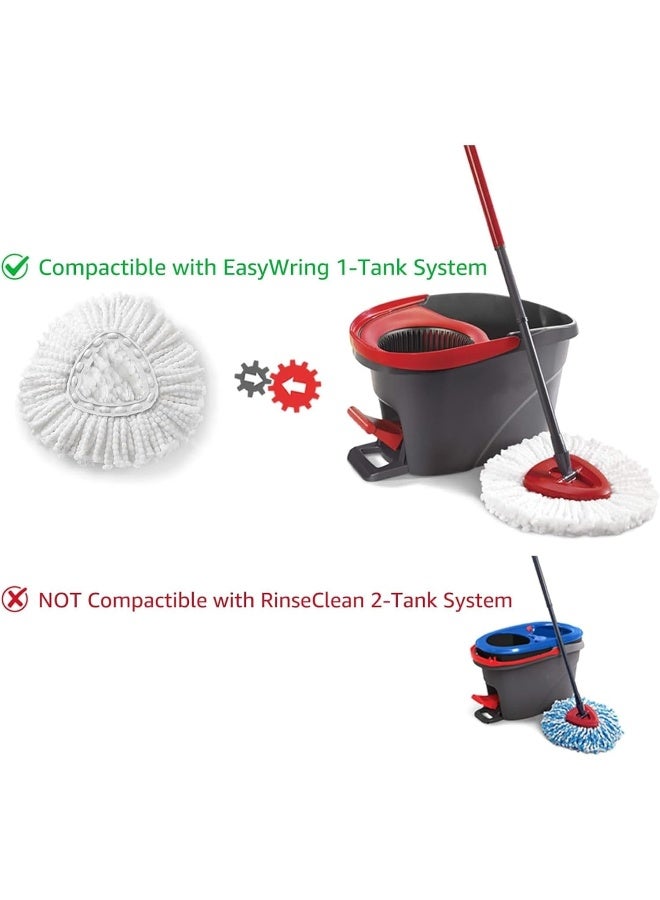 Zalcoon 4 Spin Mop Heads Replacement, Handle, Base & upgraded Scrub Brush Compatible with Vileda EasyWiring Head Replacement for Floor Cleaning, Triangle Shape - Image 2