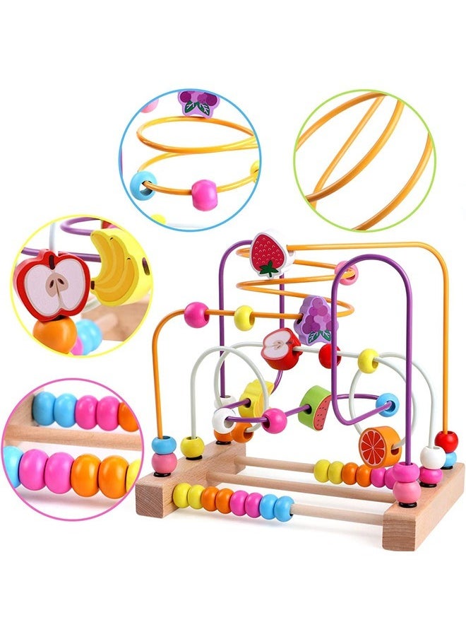 YelaJoy - Bead Maze Wooden Baby Toddler Toys, Roller Coaster Abacus Toys, Preschool Educational Toys, With Smooth Surface, For Arithmetic Enlightenment and Color Recognition, Birthday Gifts for Kids Boys Girls - Image 1