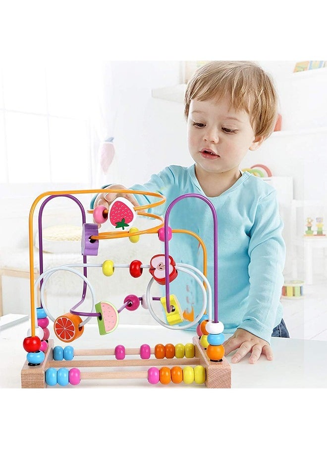 YelaJoy - Bead Maze Wooden Baby Toddler Toys, Roller Coaster Abacus Toys, Preschool Educational Toys, With Smooth Surface, For Arithmetic Enlightenment and Color Recognition, Birthday Gifts for Kids Boys Girls - Image 1