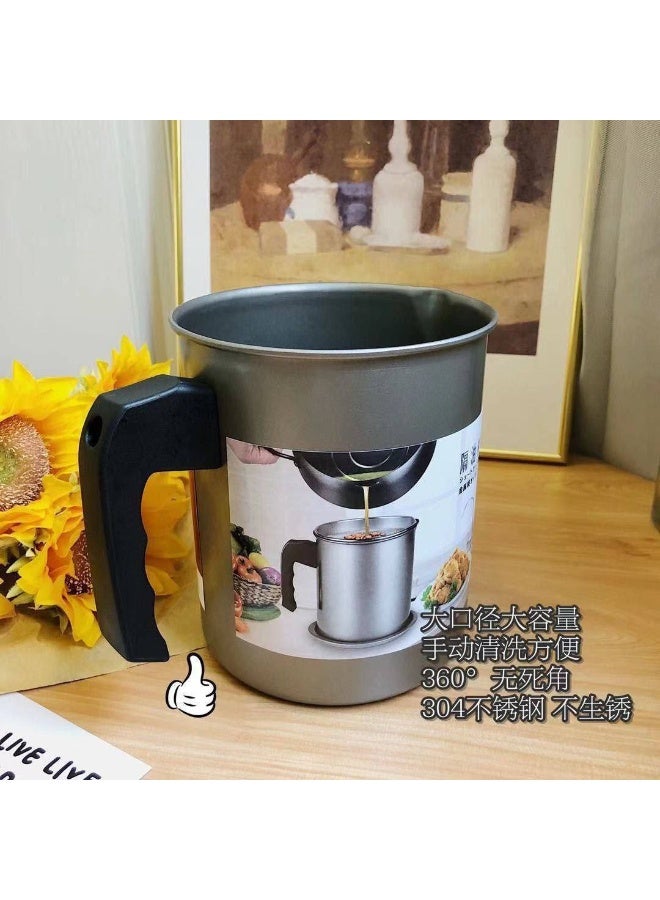 وعاء تصفية الزيت 1.7 لتر بغطاء ومصفاة معدنية وقاعدة لحفظ وتنقية الزيت - Image 4