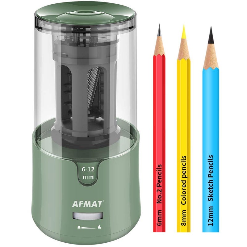 AFMAT PS94 Electric Pencil Sharpener, Auto Stop, Super Sharp & Fast, Electric Pencil Sharpener Plug in for 6-12mm No.2/Colored Pencils/Office/Home - Green - Image 1