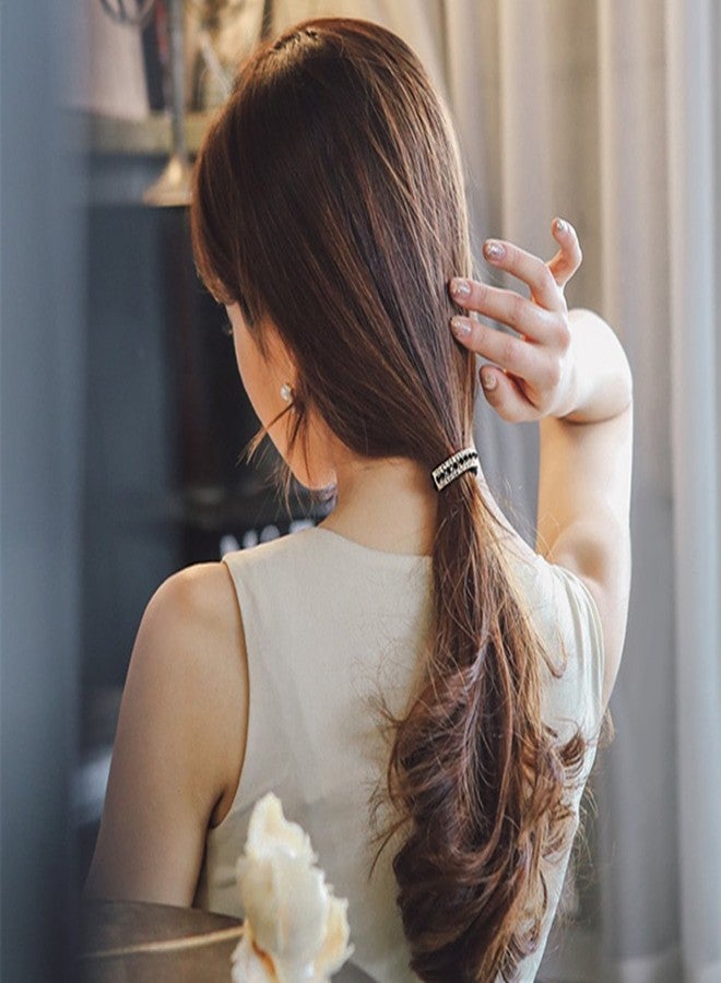 Ruihfas Ponytail Holder Stretchy Elastic Hair Tie Sparkling Crystal Rhinestone Hair Band Headband Hair Accessories for Women, 1Pcs (Gold Tone Black) - Image 4