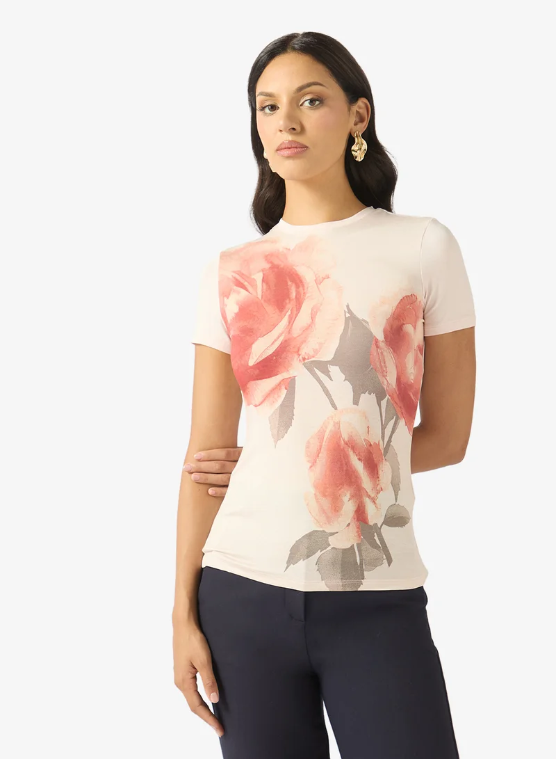 تيد بيكر Bindii Floral Printed Fitted T-Shirt