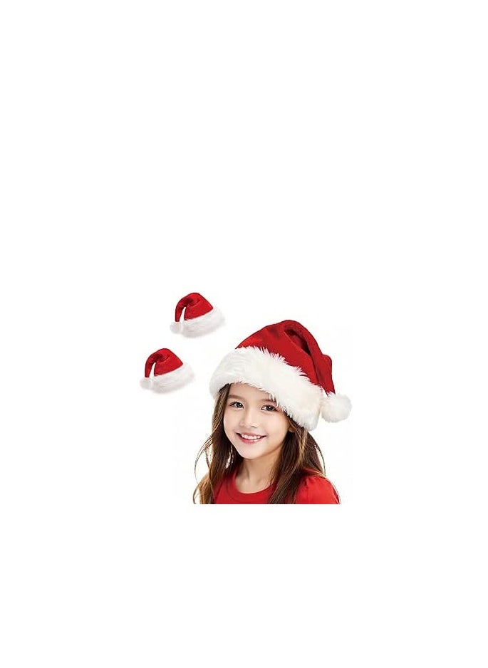 Hanady - Santa Hat for Kids: Classic Thick Plush Design for Christmas and New Year Celebrations (2 Pieces) - Image 1