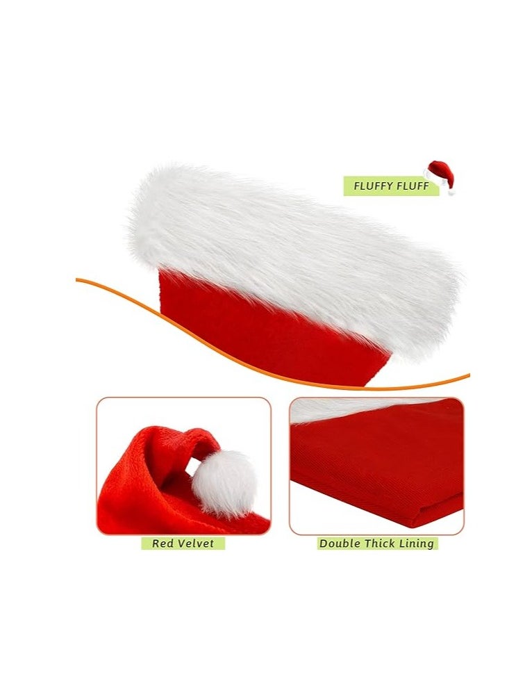 Hanady - Santa Hat for Kids: Classic Thick Plush Design for Christmas and New Year Celebrations (2 Pieces) - Image 1