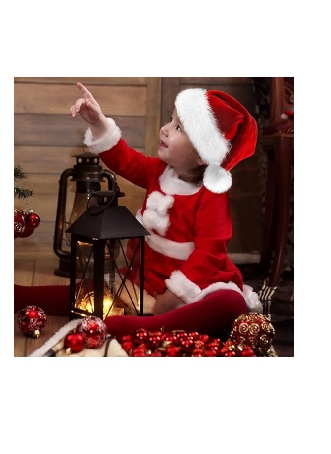 Hanady - Santa Hat for Kids: Classic Thick Plush Design for Christmas and New Year Celebrations (2 Pieces) - Image 1