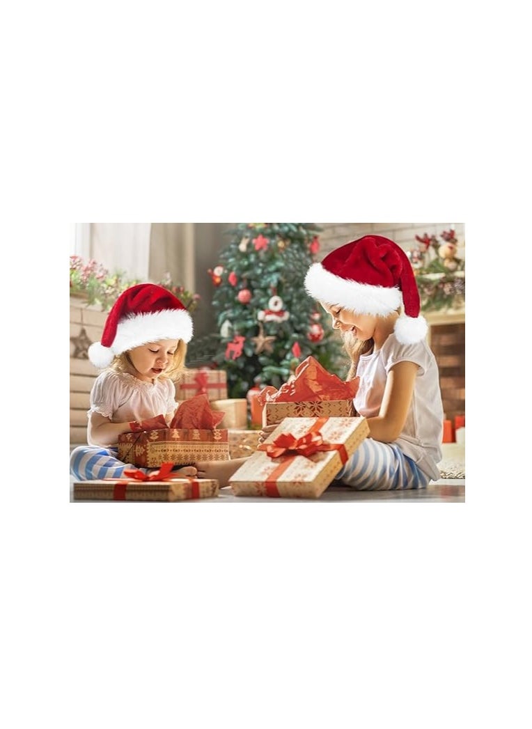 Hanady - Santa Hat for Kids: Classic Thick Plush Design for Christmas and New Year Celebrations (2 Pieces) - Image 1