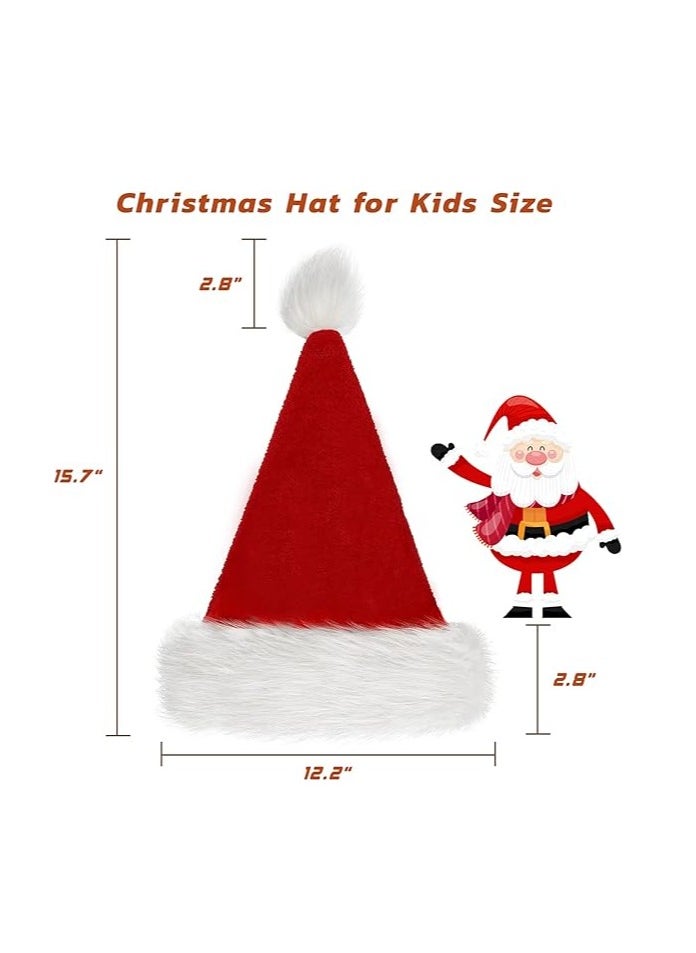 Hanady - Santa Hat for Kids: Classic Thick Plush Design for Christmas and New Year Celebrations (2 Pieces) - Image 1