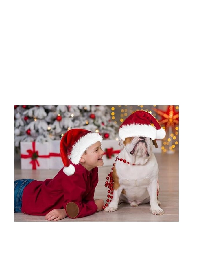 Hanady - Santa Hat for Kids: Classic Thick Plush Design for Christmas and New Year Celebrations (2 Pieces) - Image 1