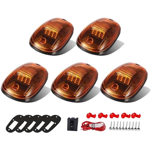 KOMAS 5pcs Amber Lens Cab Roof Marker Lights, Top Lamp Clearance Running Light Replacement + T10 Set for Truck SUV 2003-2018 Dodge Ram 1500 2500 3500 4500 5500 (Amber Lens without Bulbs) - Image 1