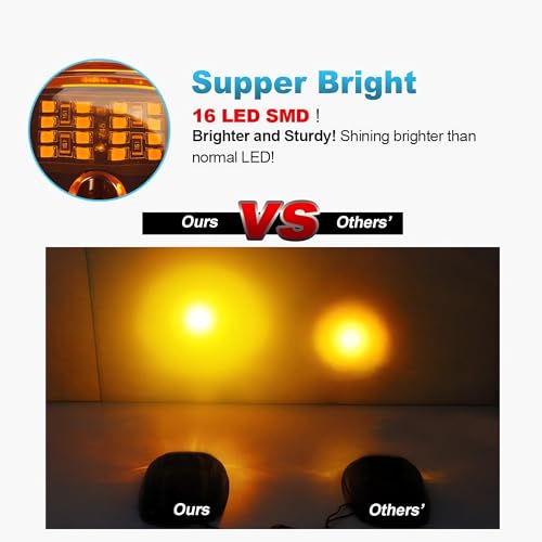 KOMAS 5pcs Amber Lens Cab Roof Marker Lights, Top Lamp Clearance Running Light Replacement + T10 Set for Truck SUV 2003-2018 Dodge Ram 1500 2500 3500 4500 5500 (Amber Lens without Bulbs) - Image 4