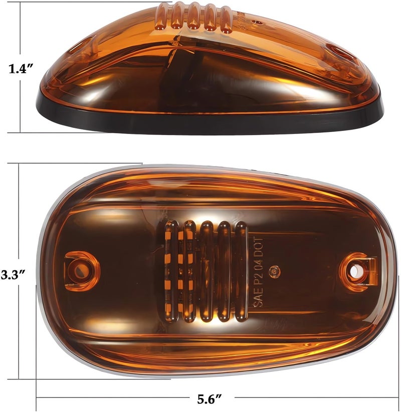 KOMAS 5pcs Amber Lens Cab Roof Marker Lights, Top Lamp Clearance Running Light Replacement + T10 Set for Truck SUV 2003-2018 Dodge Ram 1500 2500 3500 4500 5500 (Amber Lens without Bulbs) - Image 2