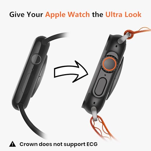 amBand for Apple Watch Series 10 11 46mm Metal Case Men, W1 Rugged Protective Bumper [Turn iWatch into Ultra 3/2/1 Look] with Back Cover, Upgrade Conversion Kit Stylish Protector 46 mm - Black - Image 5