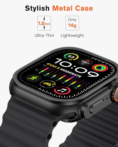 amBand for Apple Watch Series 10 11 46mm Metal Case Men, W1 Rugged Protective Bumper [Turn iWatch into Ultra 3/2/1 Look] with Back Cover, Upgrade Conversion Kit Stylish Protector 46 mm - Black - Image 2