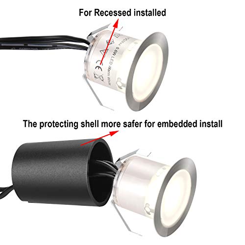 SMY Lighting Recessed LED Deck Light Kits with Black Protecting Shell φ32mm, In Ground Outdoor Landscape Lighting IP67 Waterproof,12V Low Voltage for Garden,Yard Stair,Patio,Floor,Kitchen Decoration - Image 3