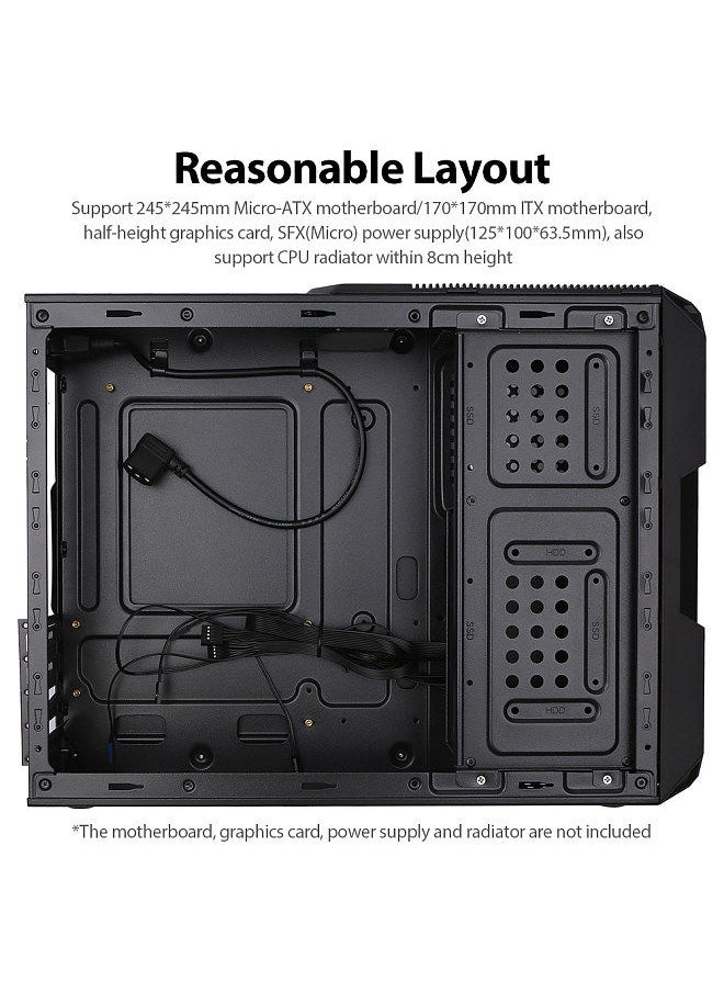 Generic - Portable Vertical Computer Case Support Micro-ATX/ITX Motherborad Half-height Graphics Card 8cm Height CPU Radiator Black - Image 1