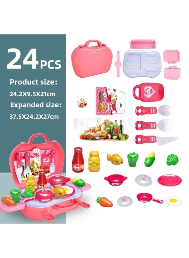 Children's Backpack Toy Tool Kit Repair Educational Boys Play House Maintenance Tools Set Disassembly Assembly Learning-Specifications:Large 2-in -1 Tableware Tote  - Image 1