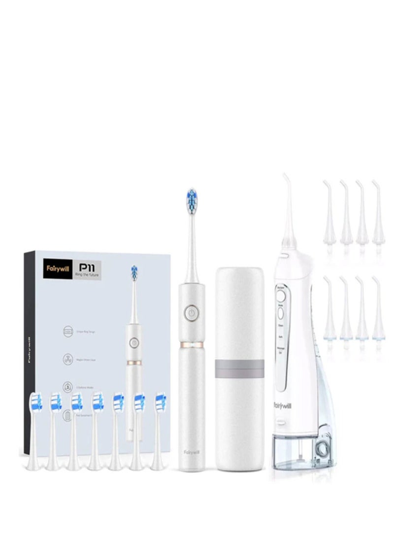Fairywill Portable Oral Irrigator USB Rechargeable Dental Water Flosser Jet Irrigator Dental Teeth Cleaner 3 Modes 300ML Set - Image 1