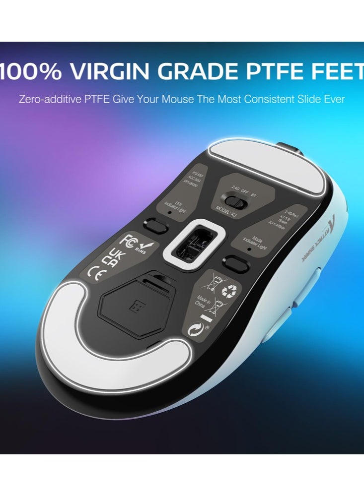 Attack Shark - X3 Lightweight Wireless Gaming Mouse with Tri-Mode 2.4G/USB-C Wired/Bluetooth,Up to 26K DPI, PAW3395 Optical Sensor,5 programmable Buttons for PC/Laptop/Win/Mac - Image 1
