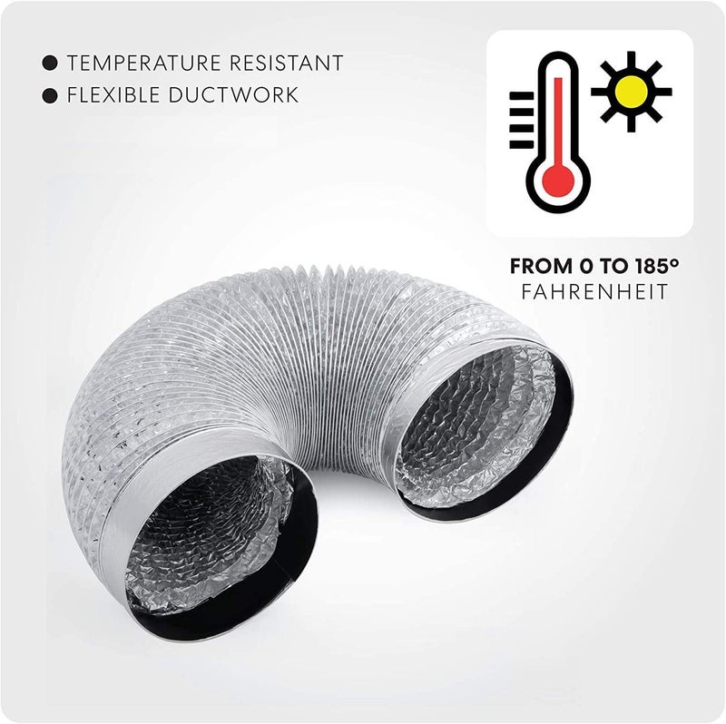 Cosmo 6 Inch 6 Foot Aluminum Flex Air Duct  Without Clamps  Ventilation Duct - Image 3