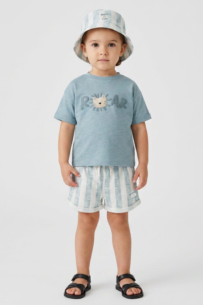 Lily & Jack Toddlers Boy 3 Pieces Graphic Print T-Shirt,Shorts and Bucket Hat Set, Multicolor - Image 1