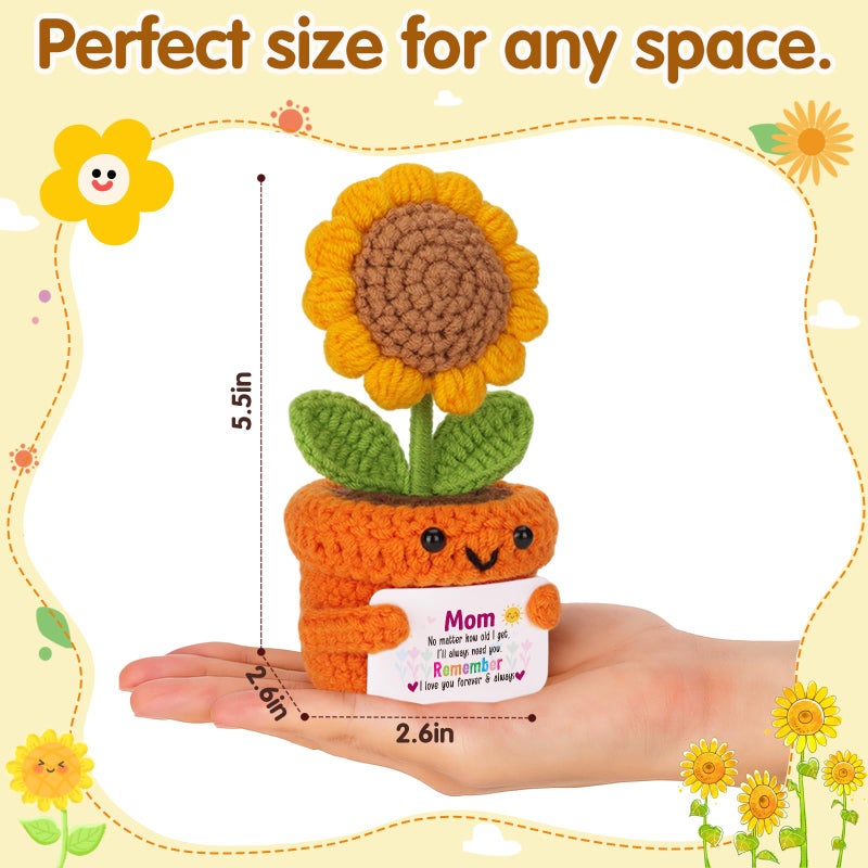 Frabaca Sentimental Valentines Birthday Gifts for Mom - Easter Basket Stuffers from Daugther Son - Crochet Sunflower Plush Desk Decor for Mama Motherâ€™s Day - Image 4