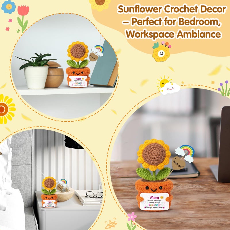 Frabaca Sentimental Valentines Birthday Gifts for Mom - Easter Basket Stuffers from Daugther Son - Crochet Sunflower Plush Desk Decor for Mama Motherâ€™s Day - Image 5
