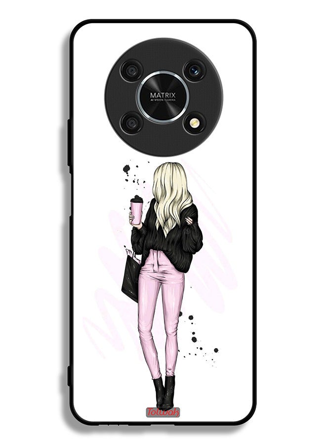 Tolwak Honor X9 5G Protective Case Cover Girl Holding Coffee Cup Art - Image 2