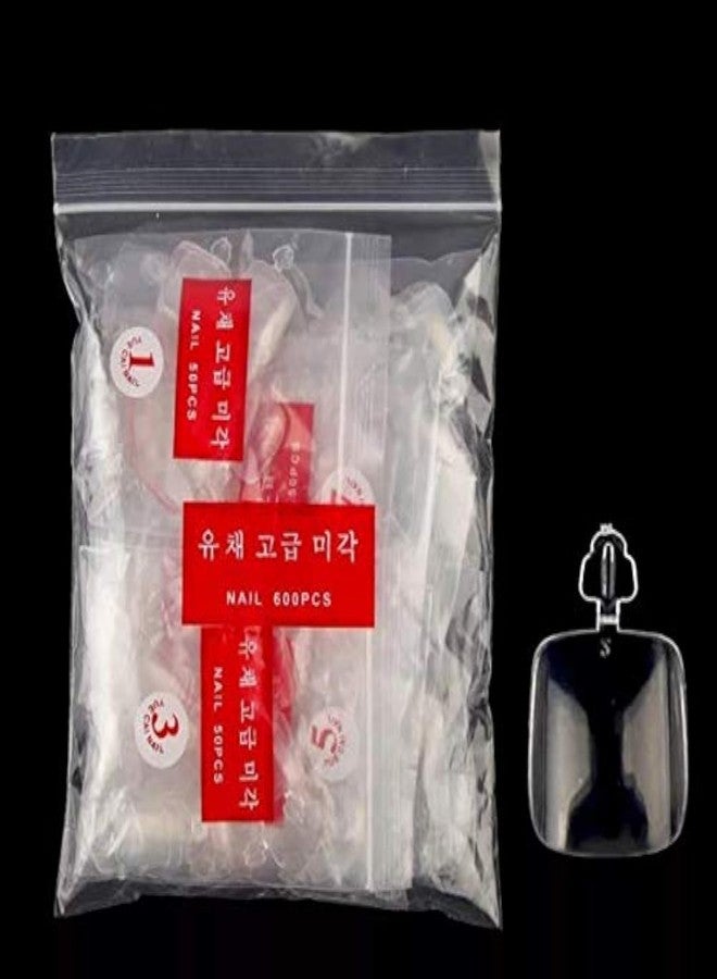 DNHCLL 600 PCS 12 Sizes False Toenails Full Cover Artificial French Acrylic Toenails for Nail Salons and DIY Nail Art (Transparent) - Image 1