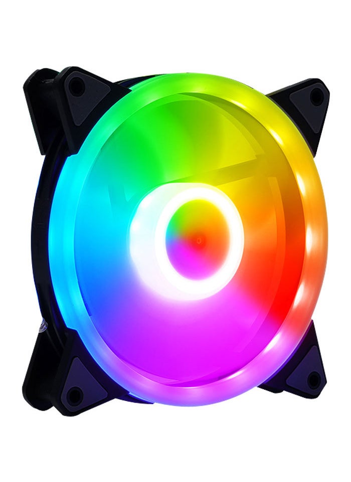 Generic Quiet 12cm Desktop Computer Case Fan Home Use PC Case Fan Stable Platform Fan Durable Noise Reduction for Desktop Computers Rainbow color inside and outside 