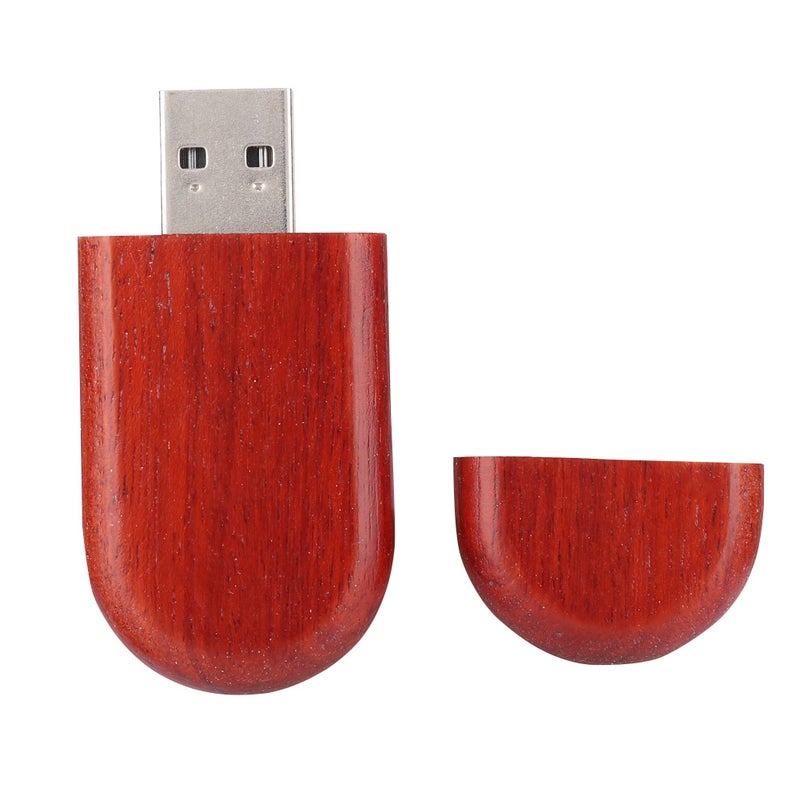 Oval Rosewood Wooden USB 2.0 Flash Memory Drive Storage Stick With Box U Disk 8GB - Image 5