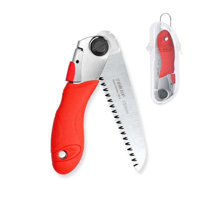 TOOLUX Folding Saw, 5inch Small Pruning Saw for Tree, Wood Hand Saws With Hard Teeth, Quality SK-5 Steel Hunting Saw Foldable with Box for Deer, Tree, Wood and Limb Cutting - Image 1